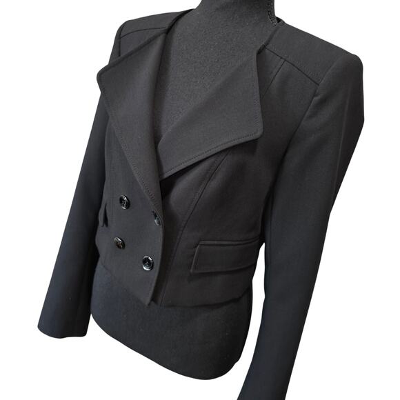 ⭐️NWOT White House Black Market Black Double Breasted Cropped Blazer Jacket Sz 2 - Picture 2 of 9